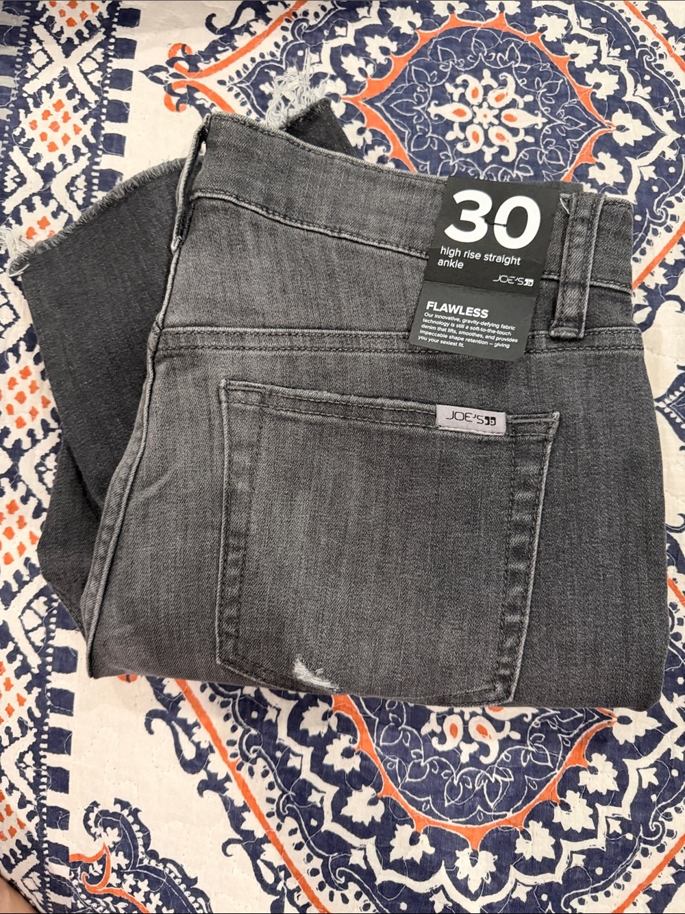 Joe's Jeans High-Rise Straight Ankle Jeans - Gray